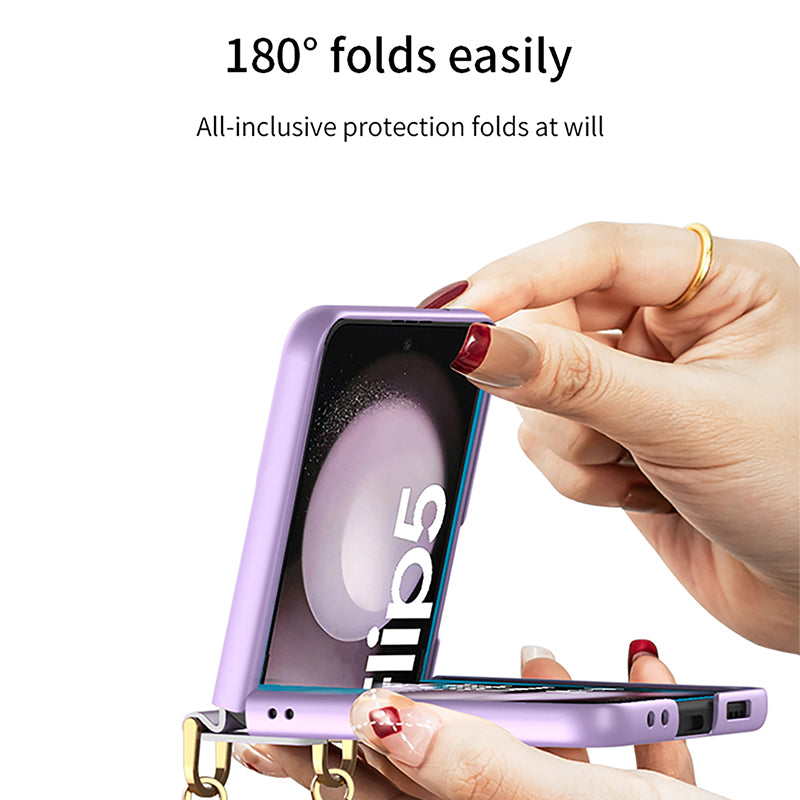 GKK For Samsung Galaxy Z Flip5 5G Hard PC Super Thin Case Hand Strap Design Phone Cover with Small Screen Film GKK For Samsung Galaxy Z Flip5 5G Hard PC Super Thin Case Hand Strap Design Phone Cover with Small Screen Film